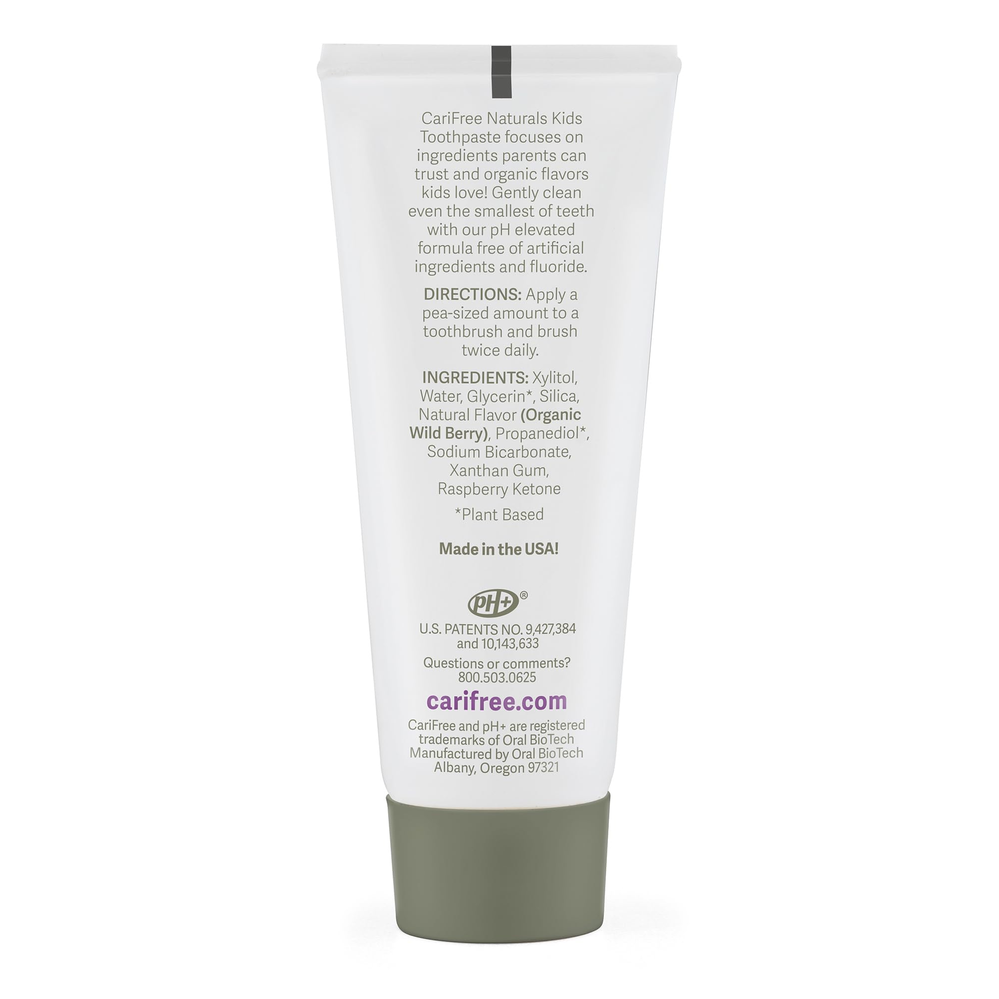 CariFree Naturals Kids Toothpaste – Fluoride-Free, 40% Xylitol, Organic Wild Berry, Dentist Developed, 2.4 oz