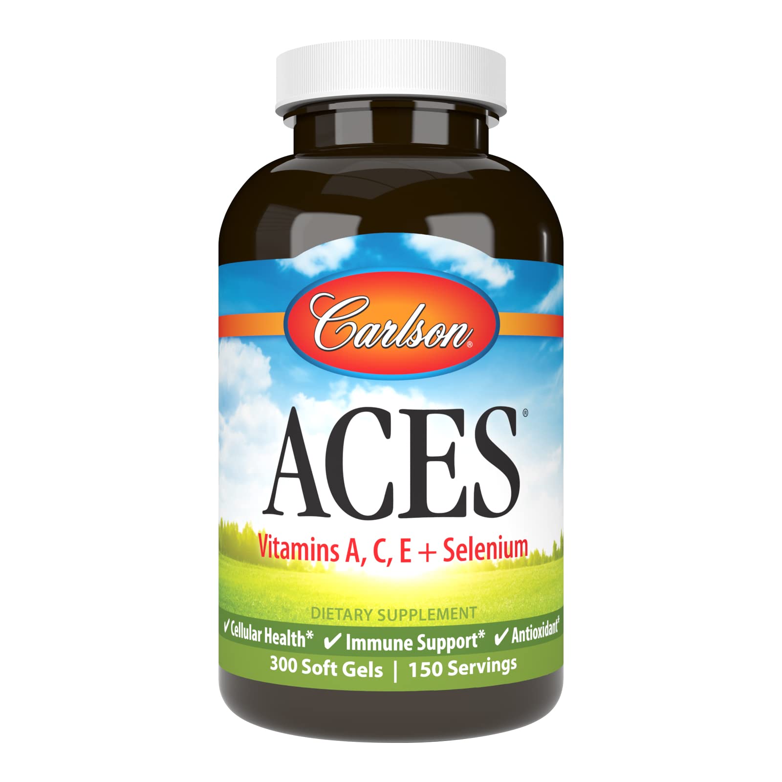 Carlson ACES - Vitamins A, C, E + Selenium for Cellular Health & Immune Support | Antioxidant - 300 Softgels