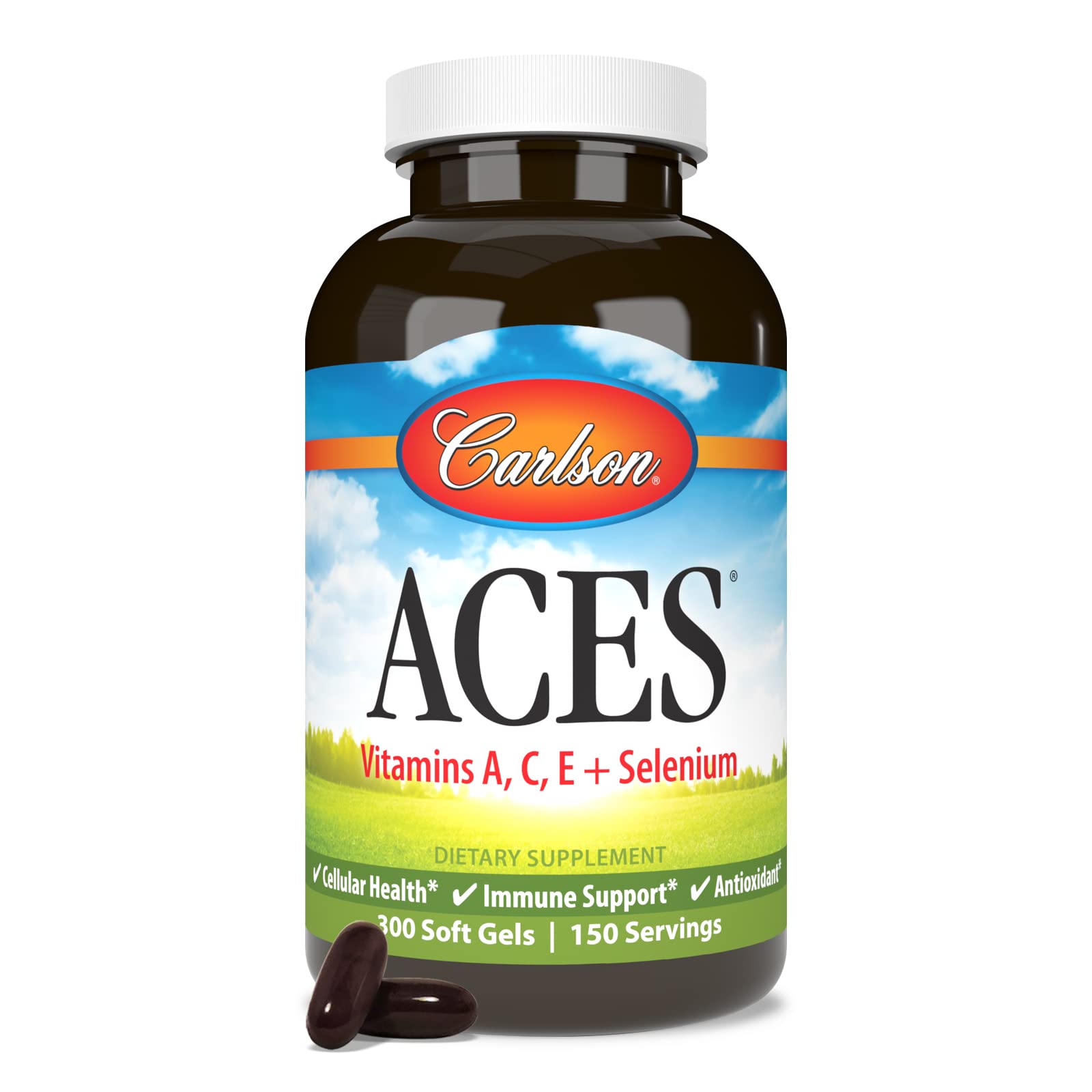 Carlson ACES - Vitamins A, C, E + Selenium for Cellular Health & Immune Support | Antioxidant - 300 Softgels