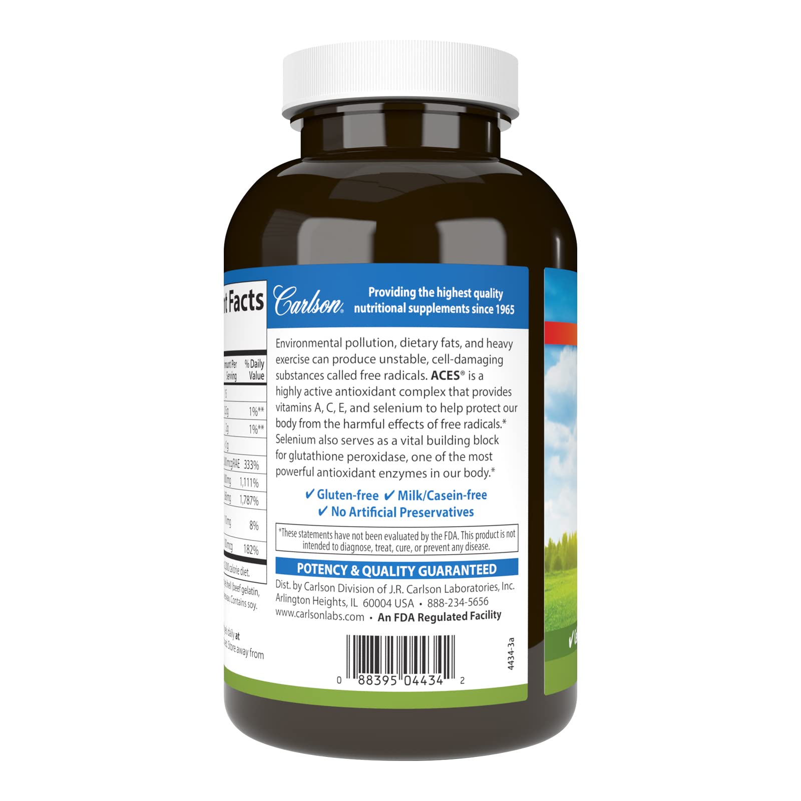 Carlson ACES - Vitamins A, C, E + Selenium for Cellular Health & Immune Support | Antioxidant - 300 Softgels