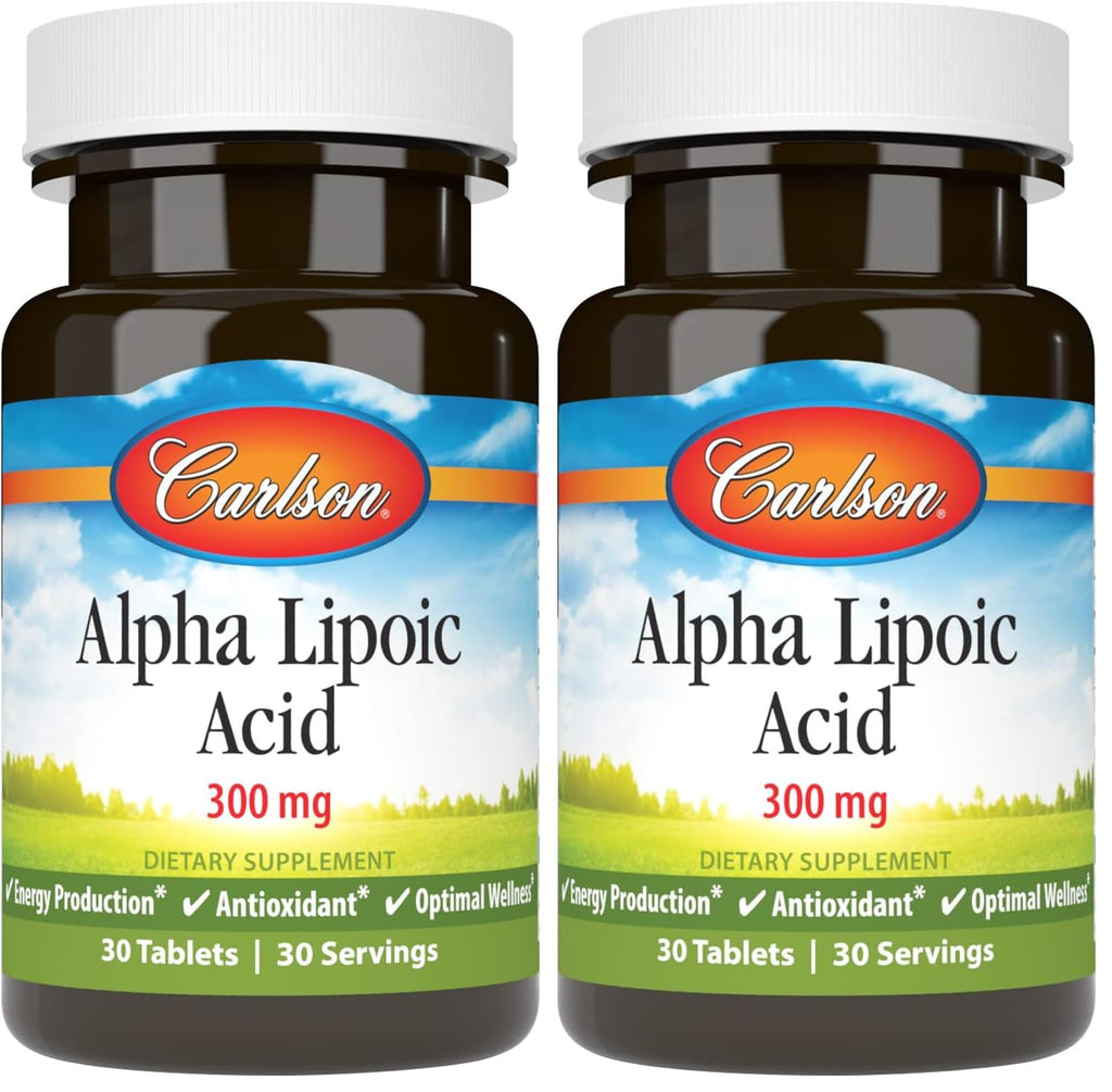 Carlson Alpha Lipoic Acid 300 mg – Energy Production & Universal Antioxidant (30 Tablets, Pack of 2)