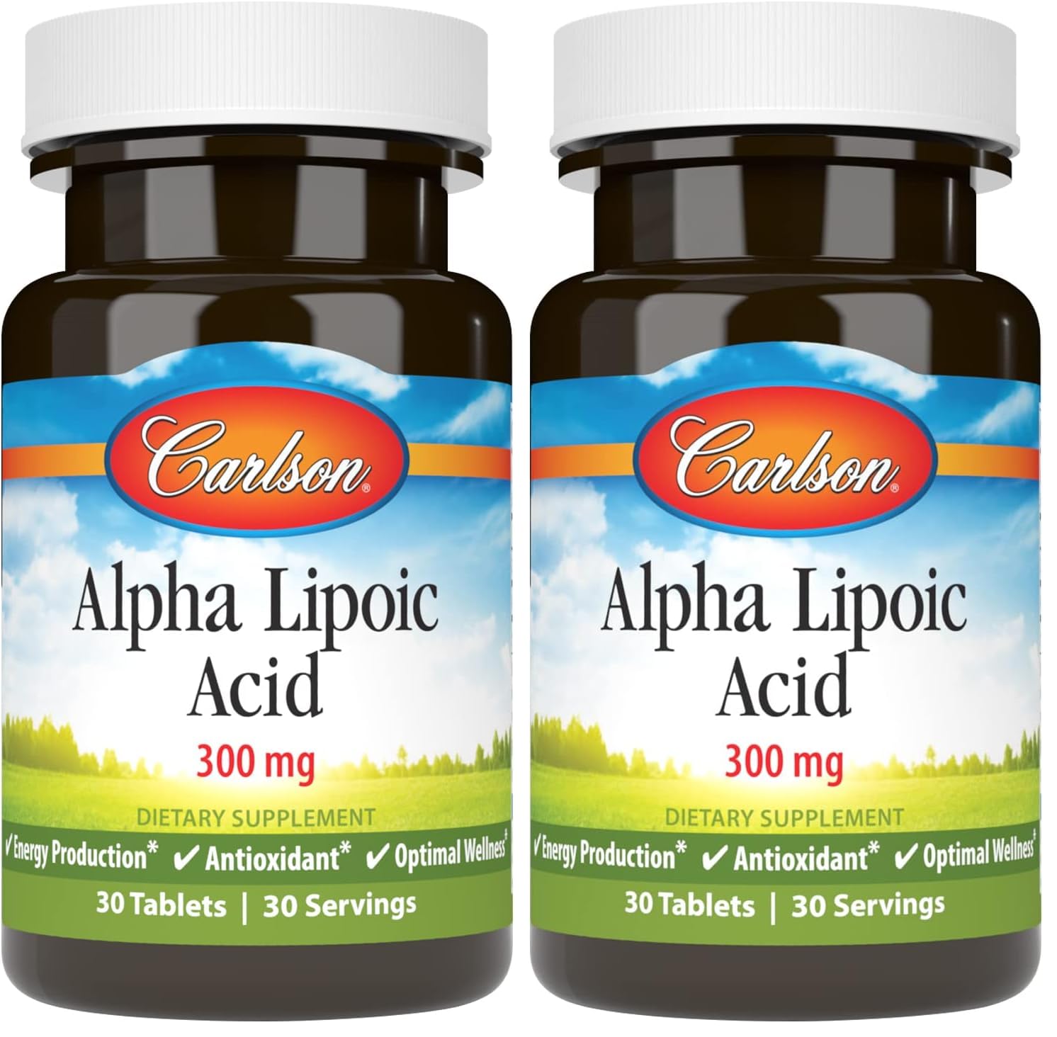Carlson Alpha Lipoic Acid 300 mg – Energy Production & Universal Antioxidant (30 Tablets, Pack of 2)