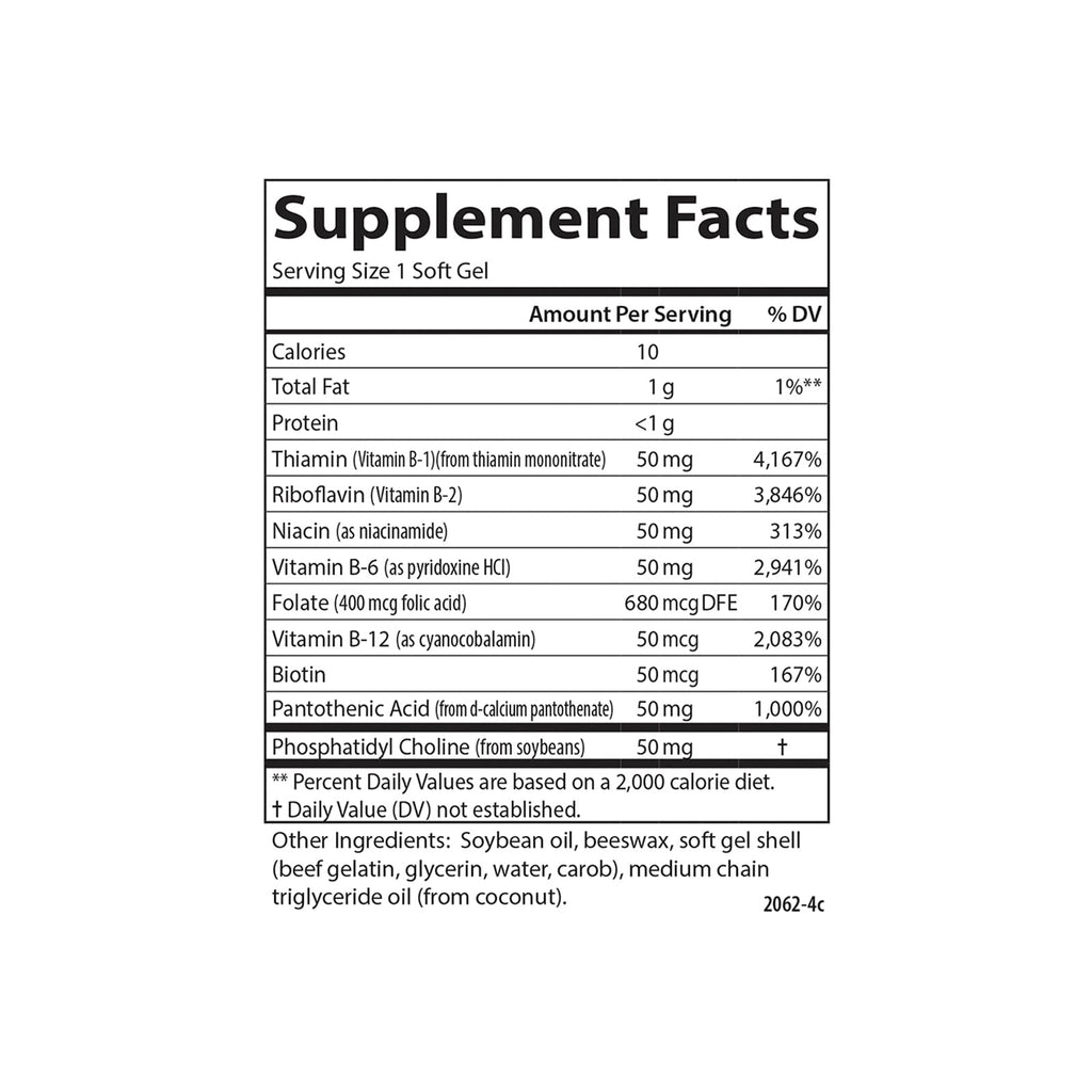 Carlson B-50 Gels | Vitamin B Complex for Energy Production & Cellular Support | 200 Softgels