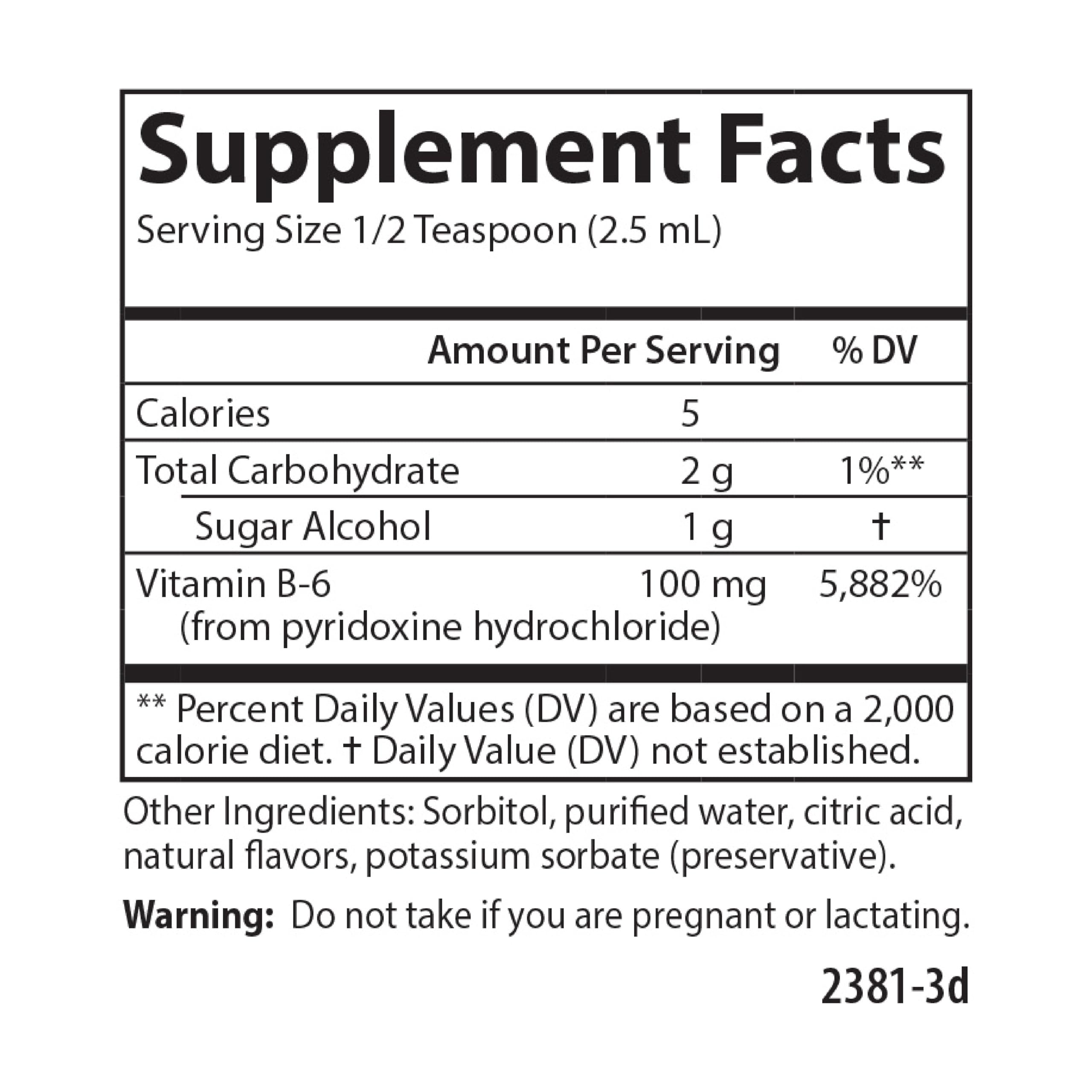 Carlson B-6 Liquid – Vitamin B6 for Energy & Heart Health (Berry Lemonade, 120 mL)