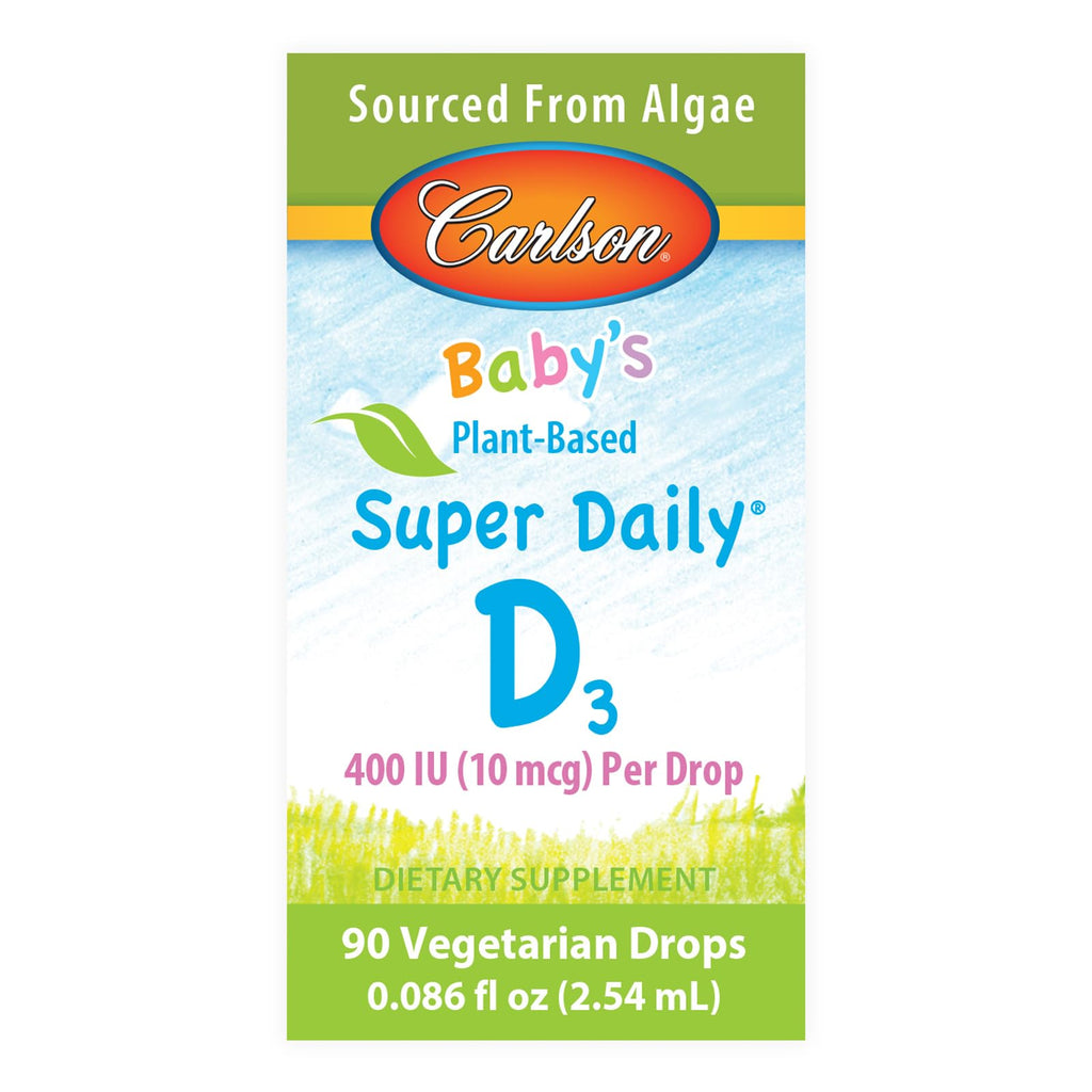 Carlson Baby D3 Drops – 400 IU, Algae-Sourced, Vegetarian Vitamin D for Infants & Toddlers