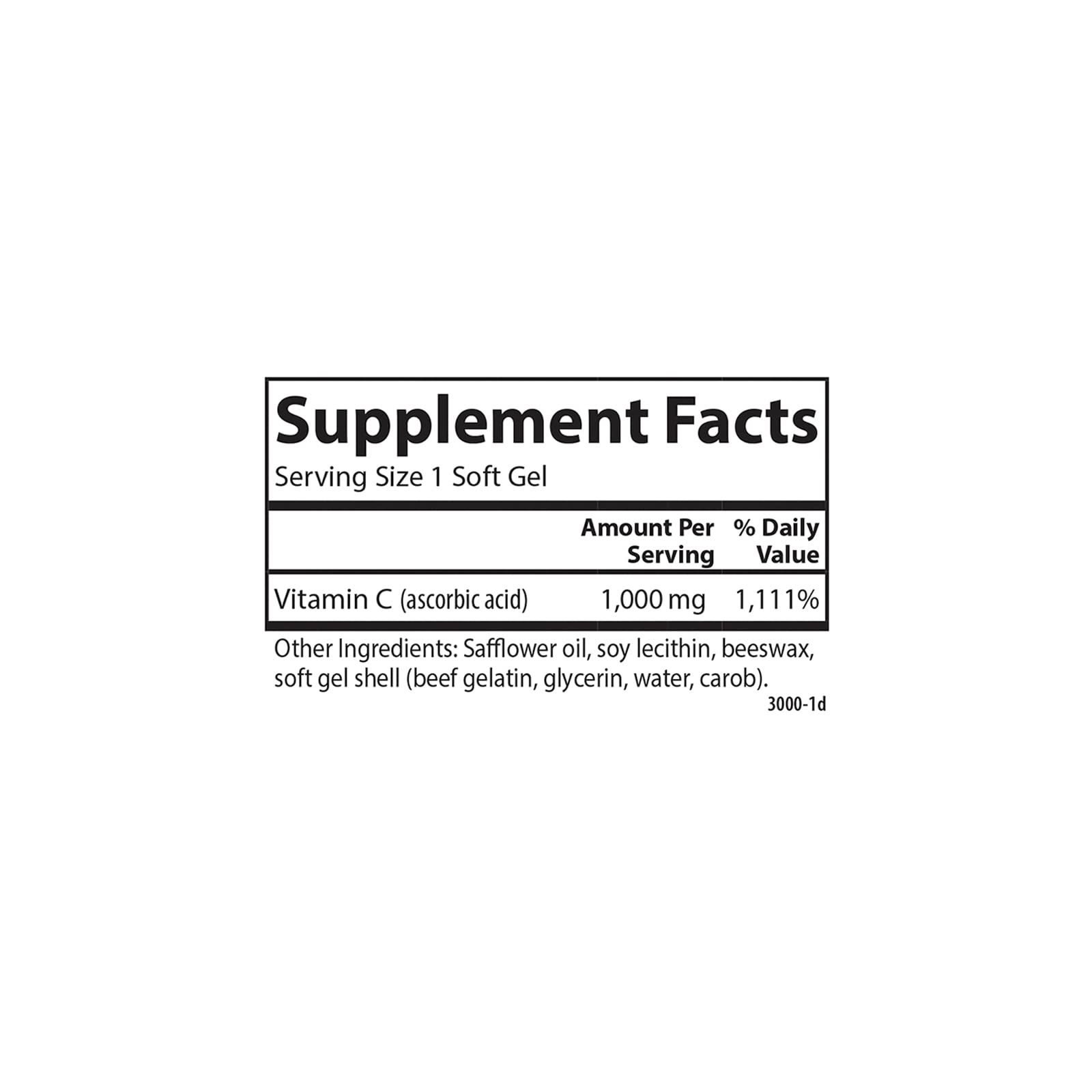 Carlson C-Gel 1000 mg Vitamin C – Immune Support & Tissue Health | 60 Soft Gels
