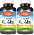 Carlson Chelated Cal-Mag 2:1 | Bone Support, Muscle Function & Energy | 60 Tablets (Pack of 2)