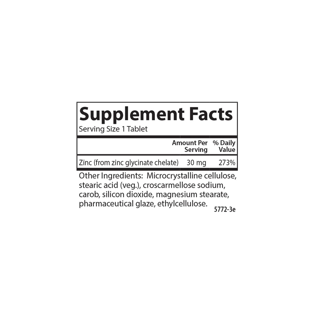 Carlson Chelated Zinc 30 mg – Zinc Glycinate Chelate Supplement – Superior Absorption, Immune & Enzyme Support, Antioxidant, 250 Tablets