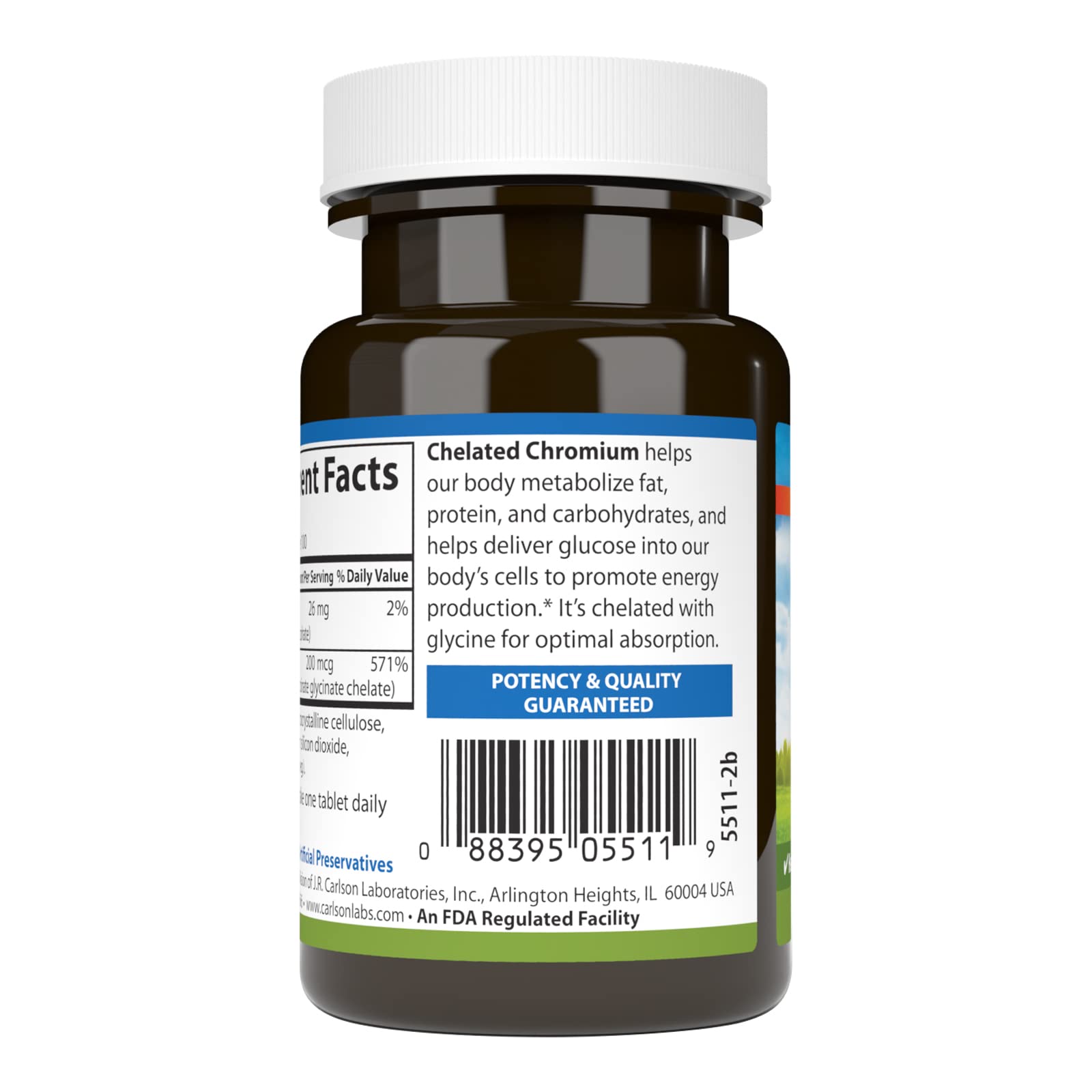 Carlson Chelated Chromium 200 mcg - Superior Absorption, 100 Tablets