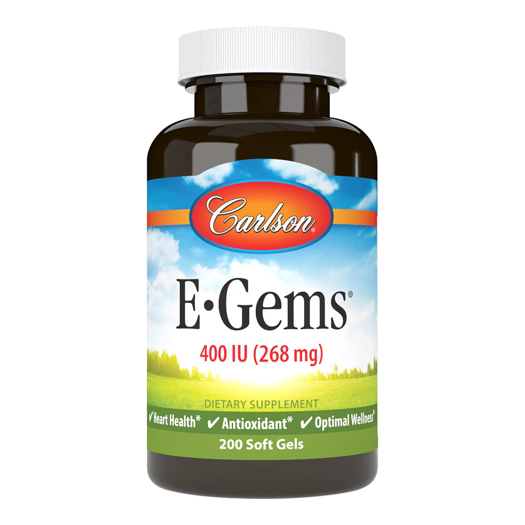 Carlson E-Gems 400 IU Vitamin E – Heart Health & Wellness | 200 Softgels