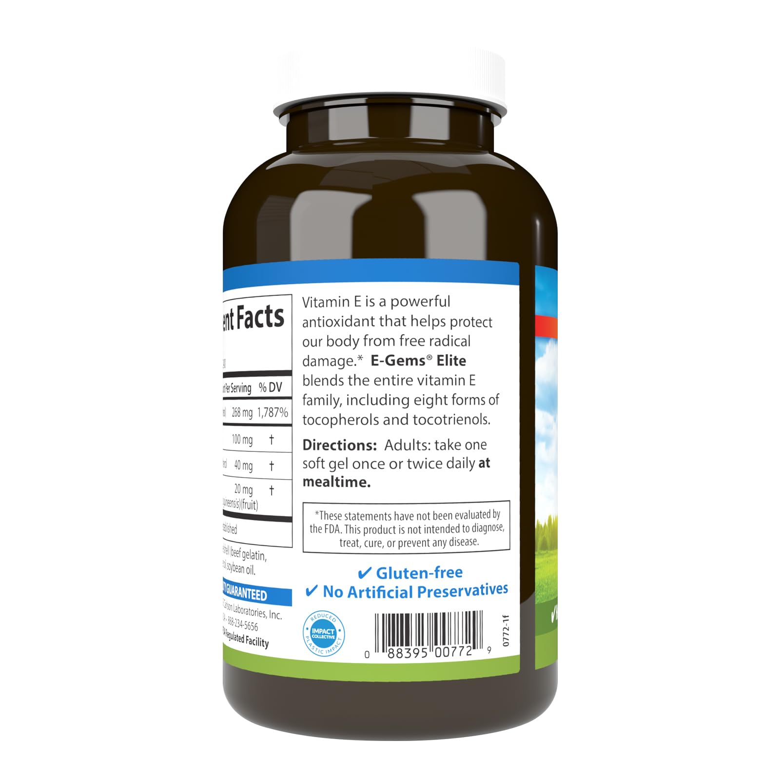 Carlson E-Gems Elite 400 IU Vitamin E | Heart Health & Antioxidant | 240 Softgels