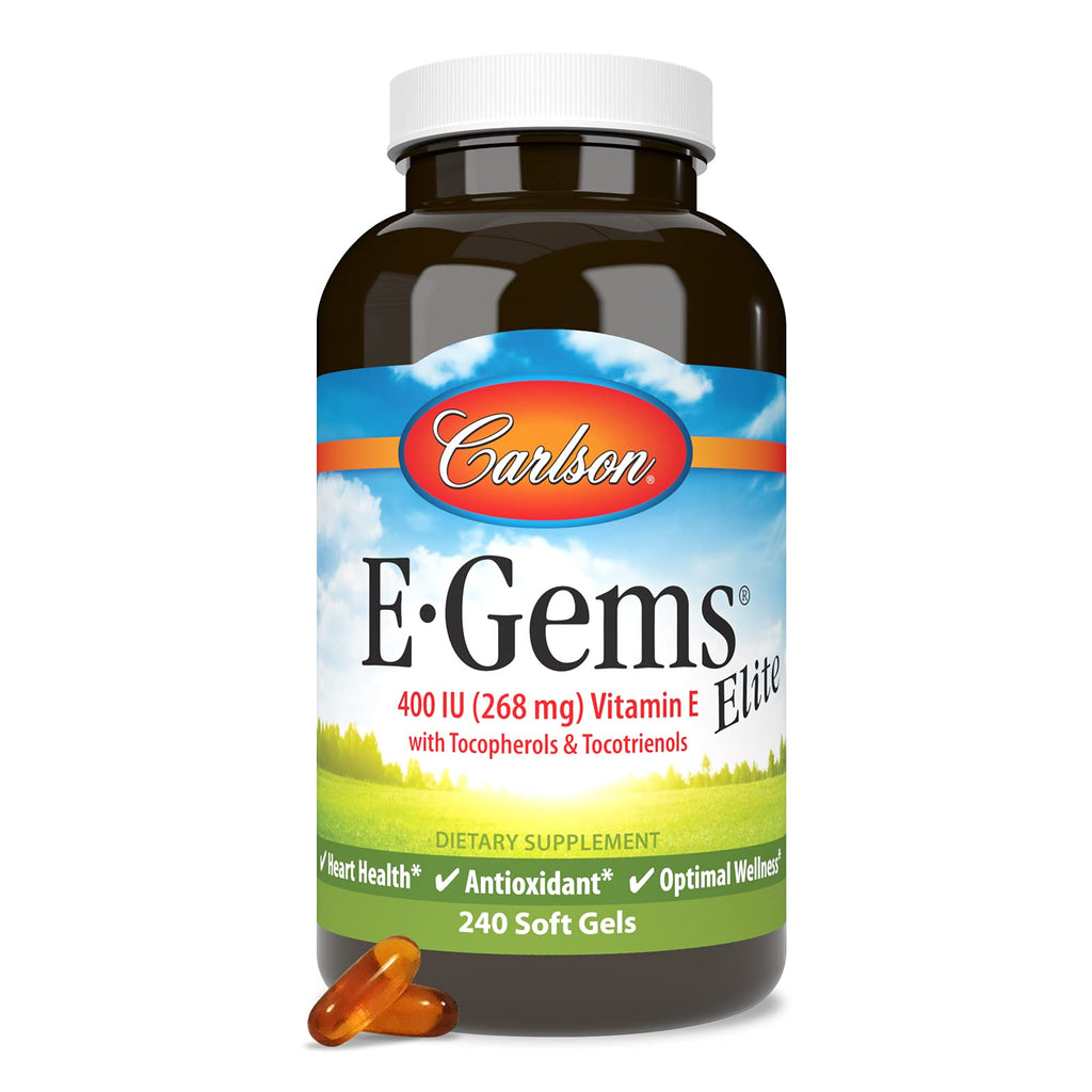 Carlson E-Gems Elite 400 IU Vitamin E | Heart Health & Antioxidant | 240 Softgels