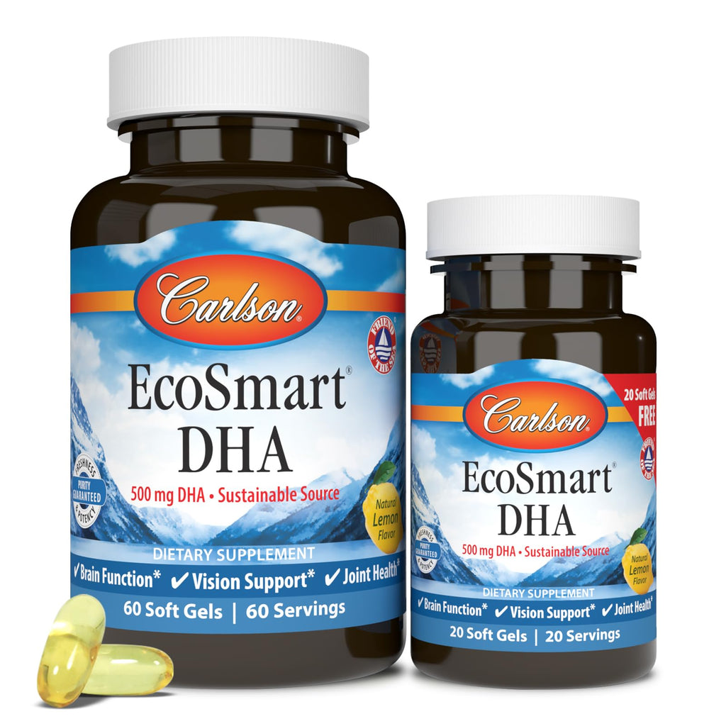 Carlson EcoSmart DHA Lemon 500 mg – Vision & Brain Health (60+20 Softgels)