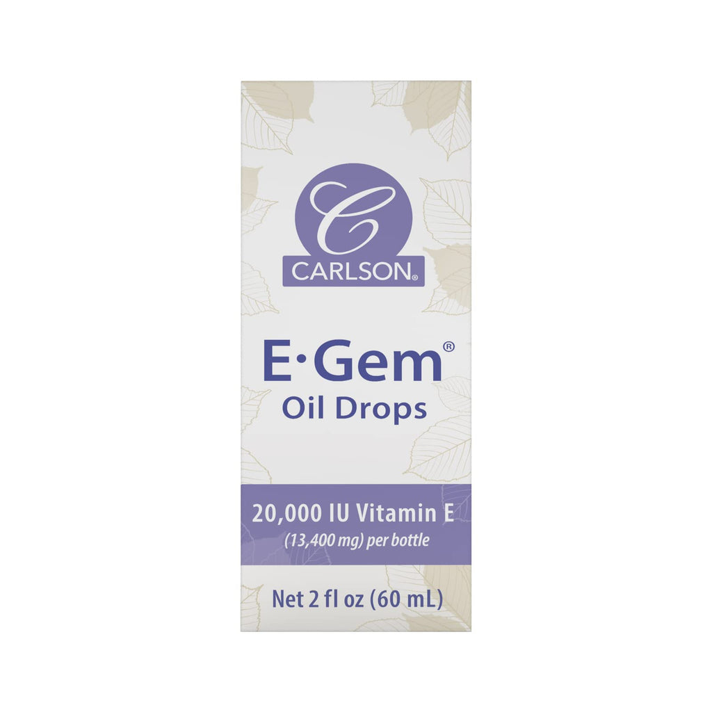 Carlson E-Gem Oil Drops – 20000 IU Vitamin E, All-Natural Skin Moisturizer, 2 oz
