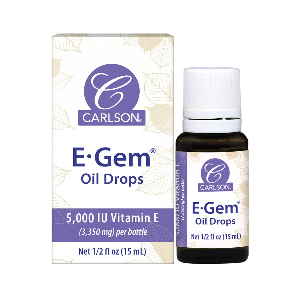Carlson E-Gem Oil Drops - 5000 IU Vitamin E | Skin & Bath Oil 0.5 oz