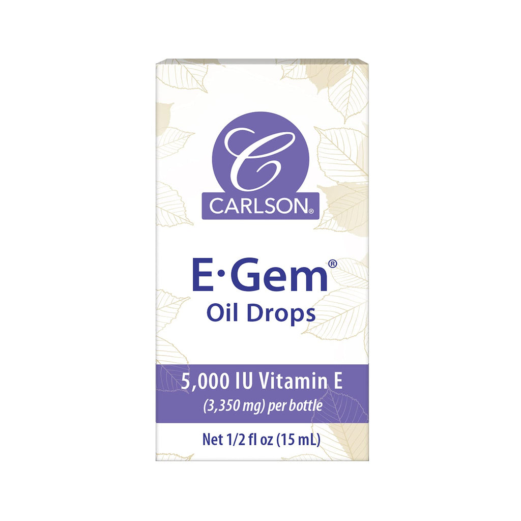Carlson E-Gem Oil Drops - 5000 IU Vitamin E | Skin & Bath Oil 0.5 oz