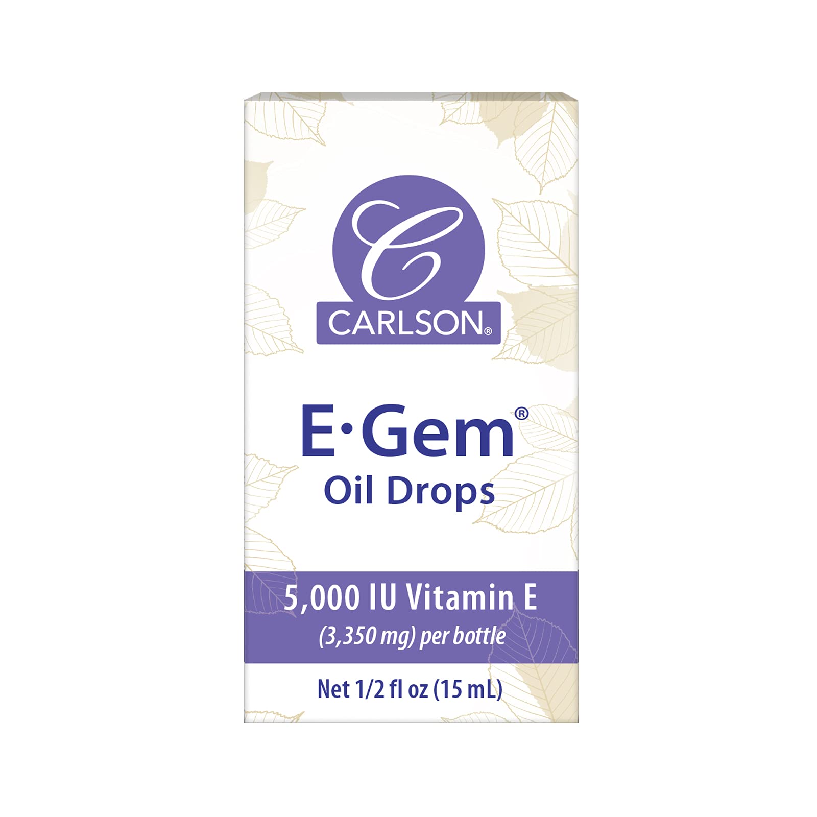 Carlson E-Gem Oil Drops - 5000 IU Vitamin E | Skin & Bath Oil 0.5 oz