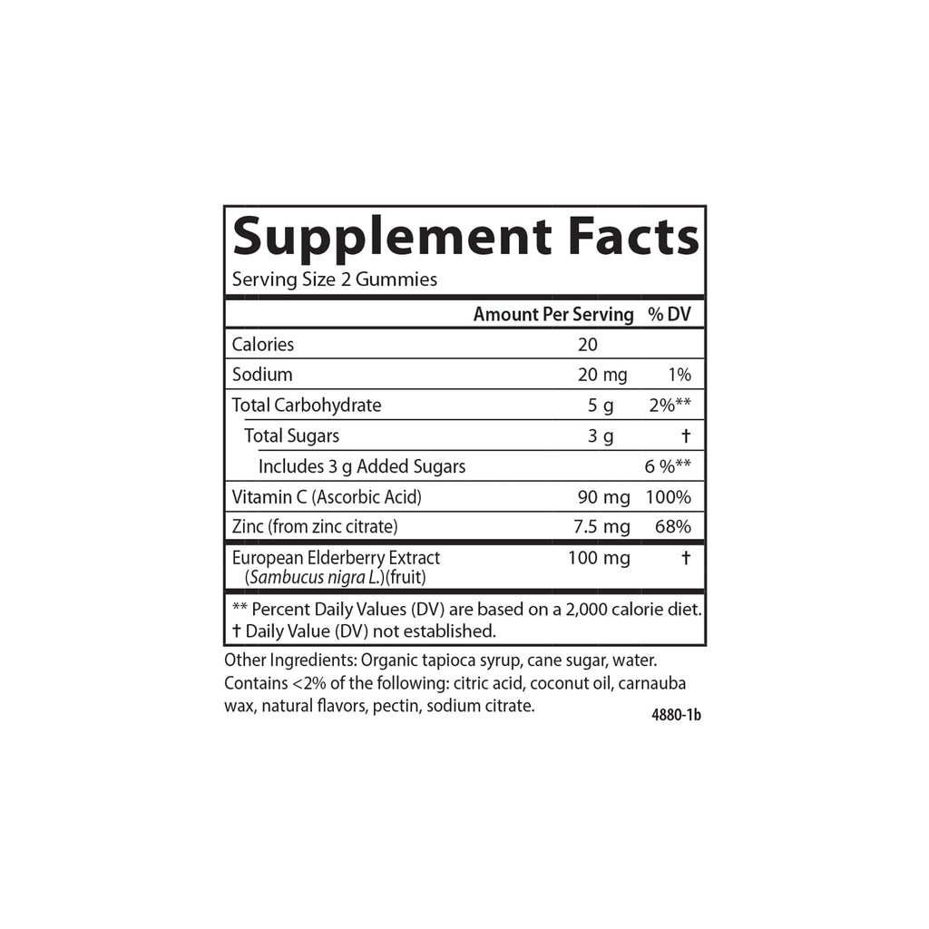 Carlson Black Elderberry Gummies with Vitamin C & Zinc | Immune Support - 60 Gummies