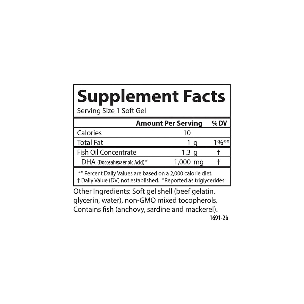 Carlson Elite DHA Gems 1000 mg DHA – Wild-Caught, Sustainably Sourced, 60 Softgels