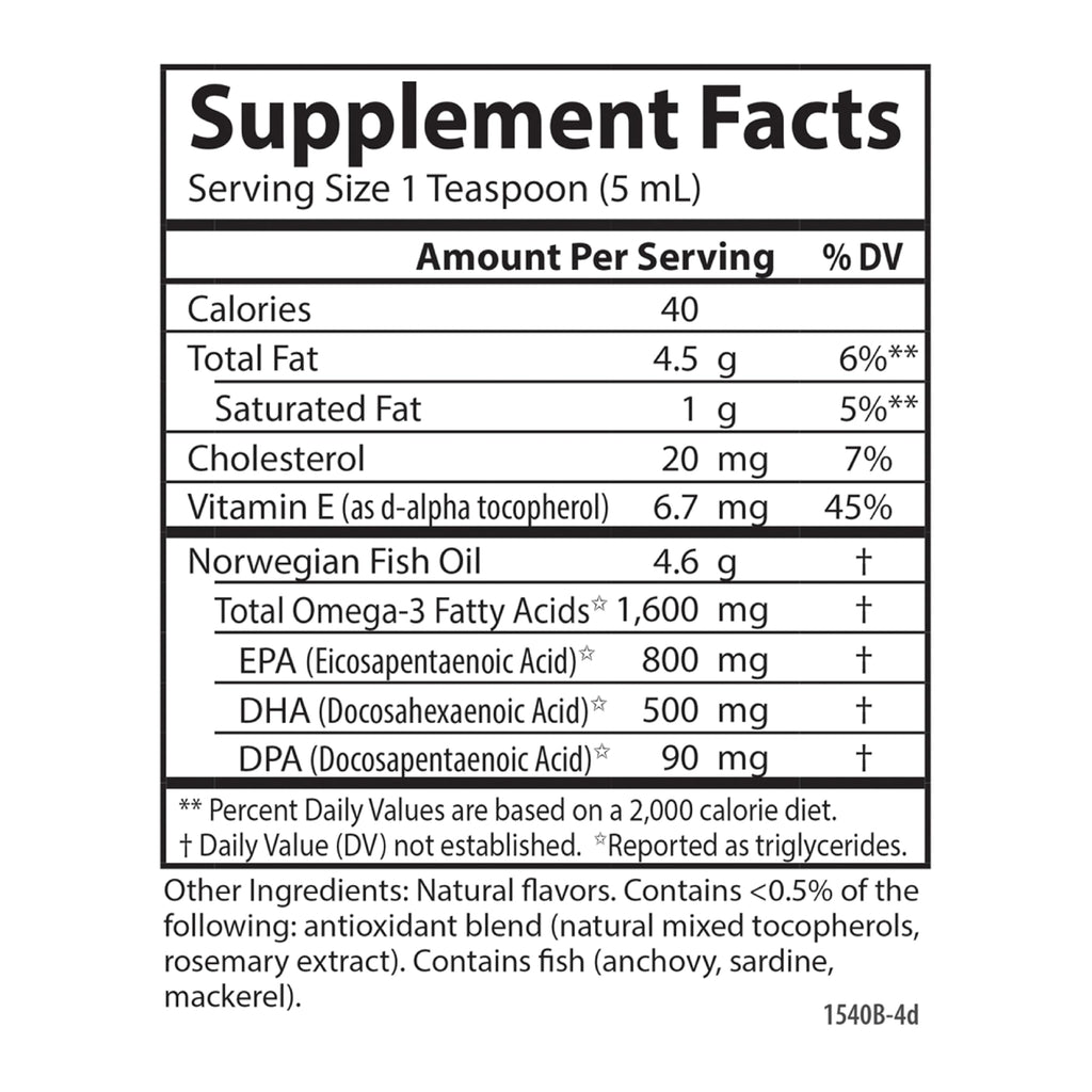 Carlson The Very Finest Fish Oil - 1600 mg Omega-3s, Lemon, 200ml
