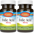 Carlson Folic Acid 400 mcg | Prenatal Support & Fetal Development | 300 Tablets (Pack of 2)