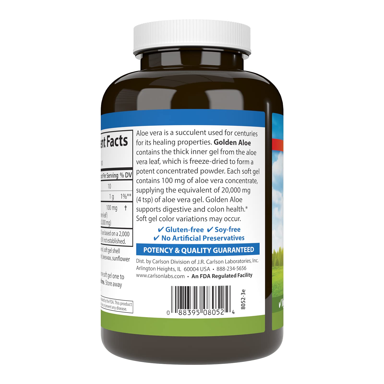 Carlson Golden Aloe 100 mg (200:1) Digestive Support & Colon Health – 180 Softgels