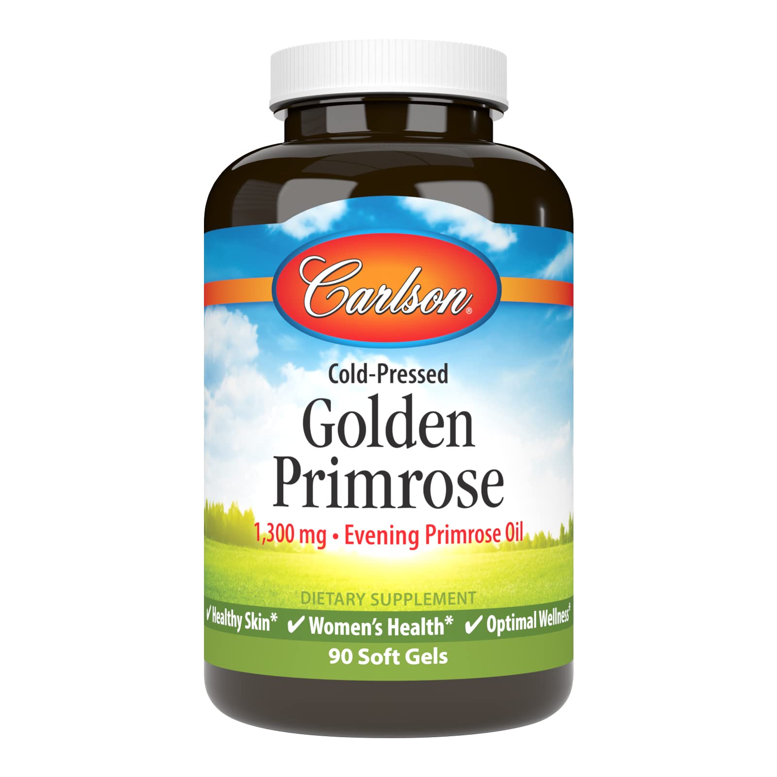 Carlson Golden Primrose 1300 mg Evening Primrose Oil — Cold-Pressed, 90 Softgels