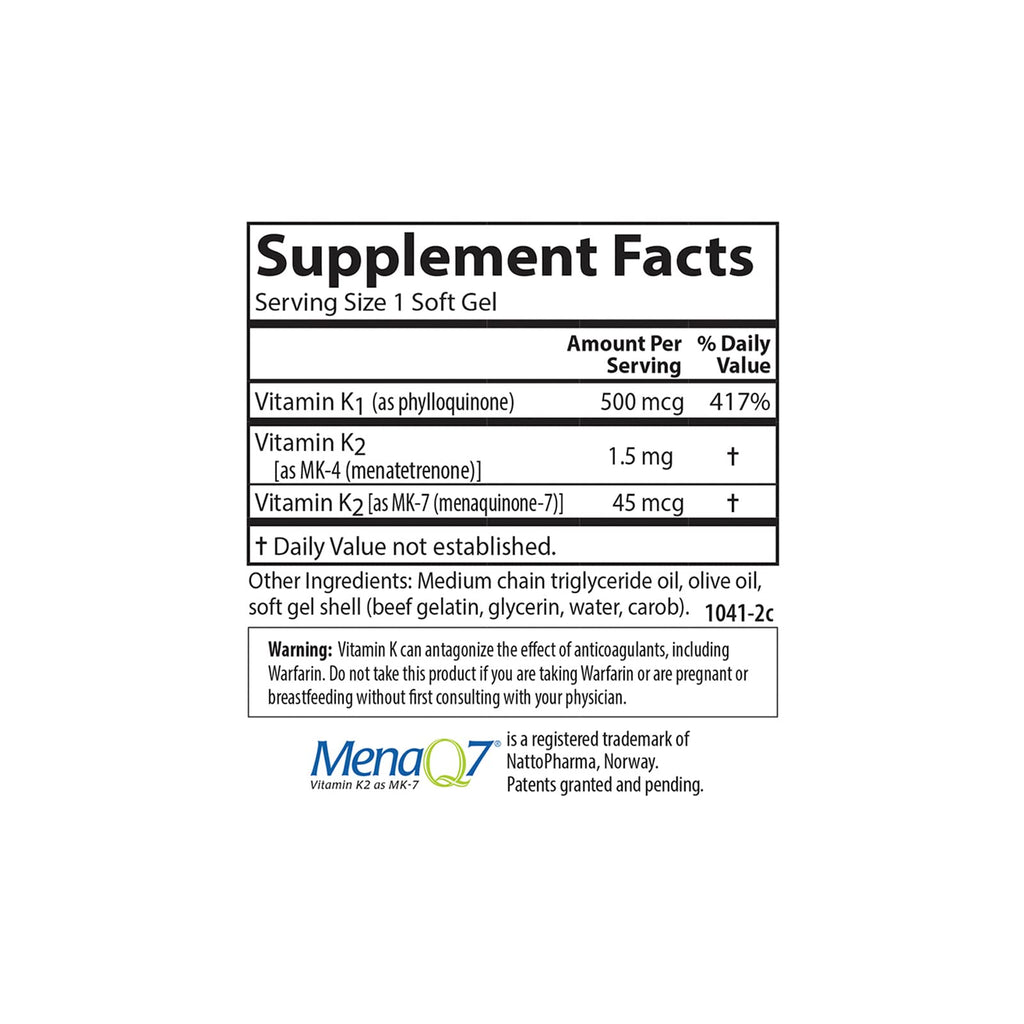 Carlson K Complete – K1 & K2 MK-4 MK-7 for Bone & Cardiovascular Health | 45 Softgels