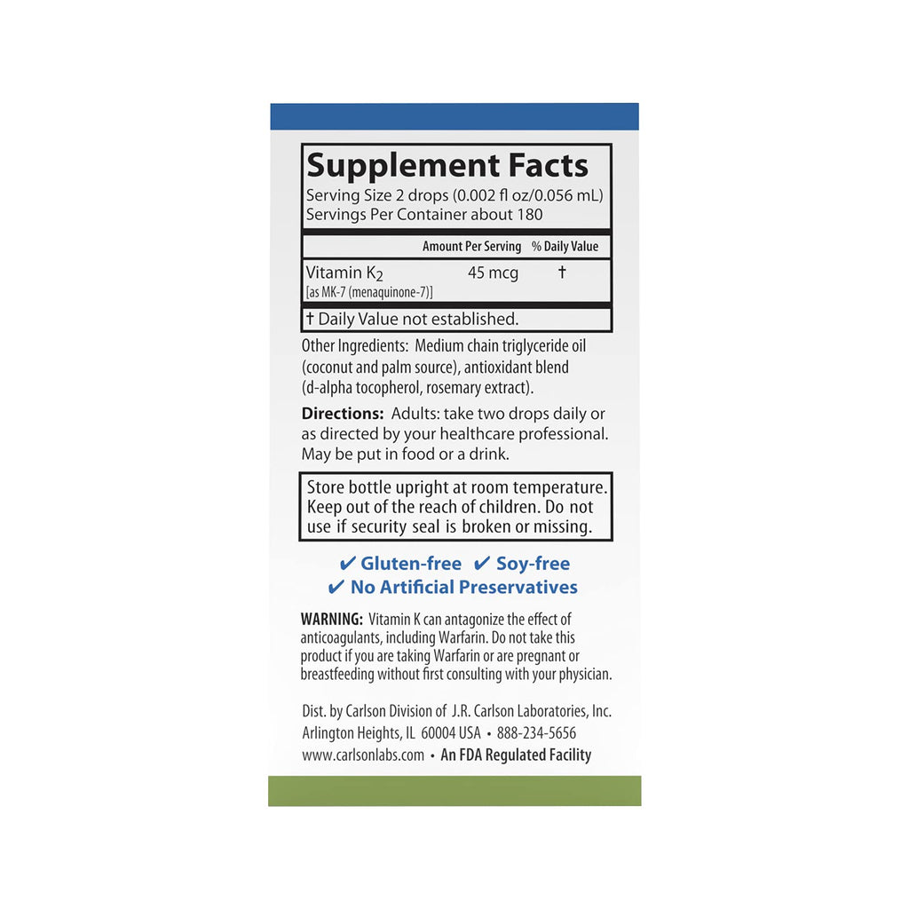 Carlson Super Daily K2 45 mcg MK-7 - Vitamin K2 Supplement