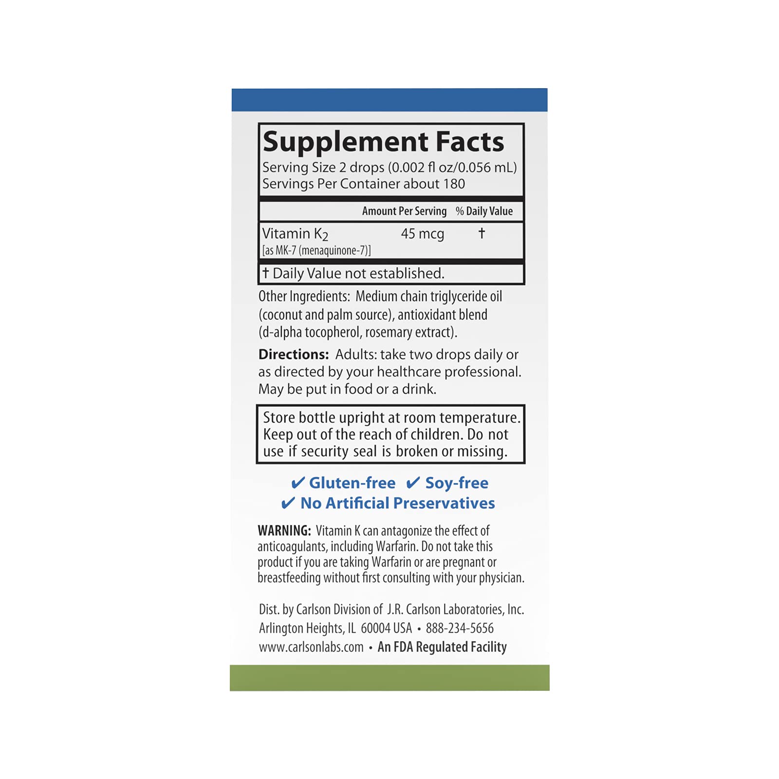 Carlson Super Daily K2 45 mcg MK-7 - Vitamin K2 Supplement