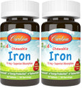 Carlson Kid's Chewable Iron 15 mg – Strawberry Flavor, 30 Tablets (Pack of 2)