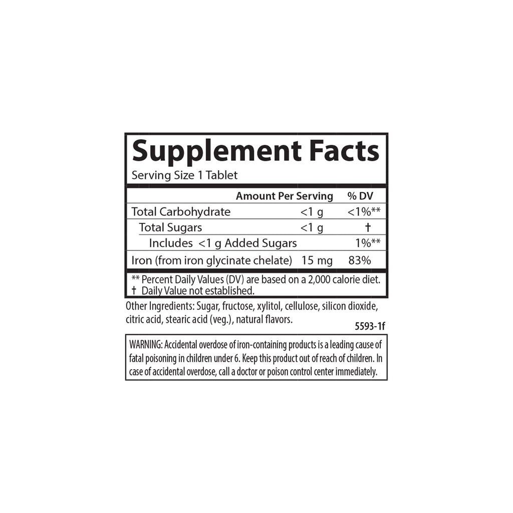 Carlson Kid's Chewable Iron 15 mg – Strawberry Flavor, 30 Tablets (Pack of 2)