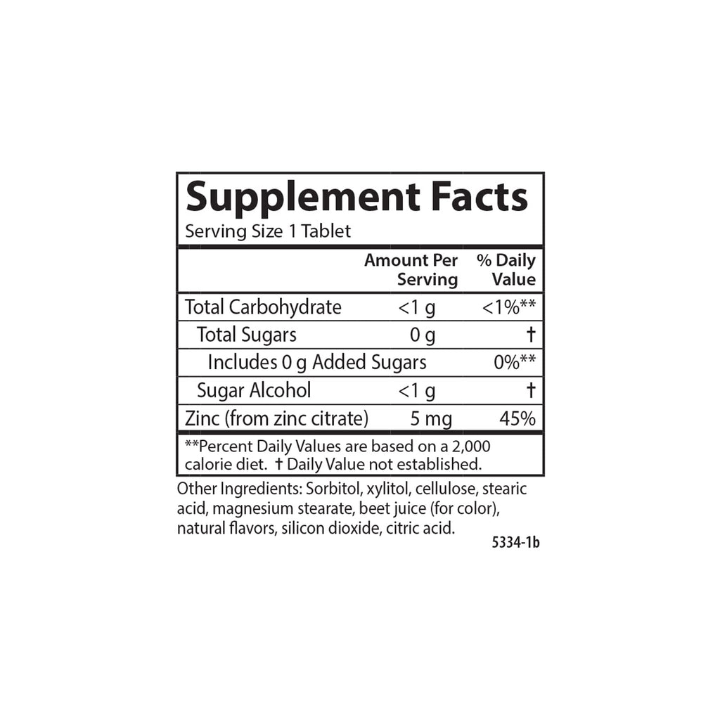 Carlson Kid's Chewable Zinc 5 mg - Immune Support, Berry Flavor, 160 Tablets