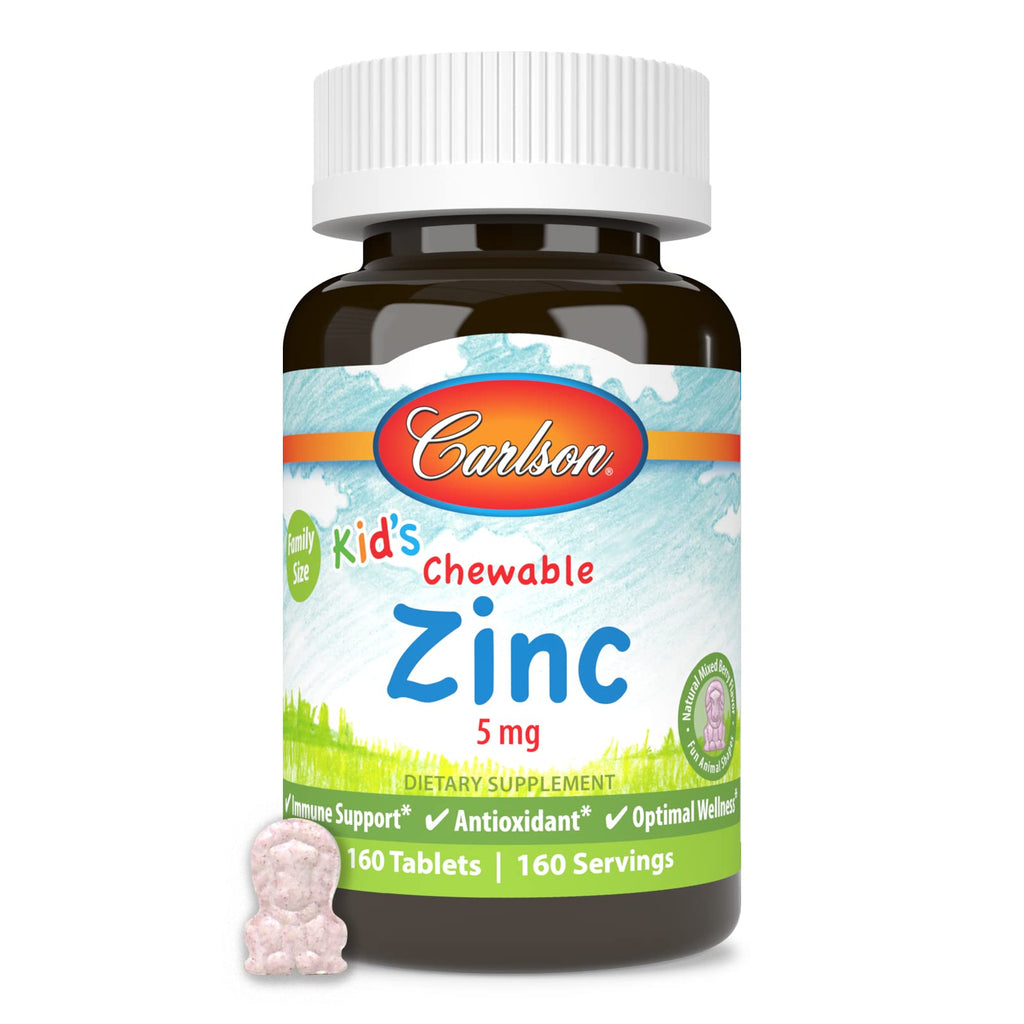 Carlson Kid's Chewable Zinc 5 mg - Immune Support, Berry Flavor, 160 Tablets