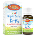 Carlson Kid's Super Daily D3+K2 Drops – 1000 IU D3, 22.5 mcg K2, Unflavored, 360 Drops