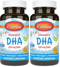 Carlson Kid's Chewable DHA 100 mg – Brain & Vision Support, Orange, 60 Softgels (Pack of 2)