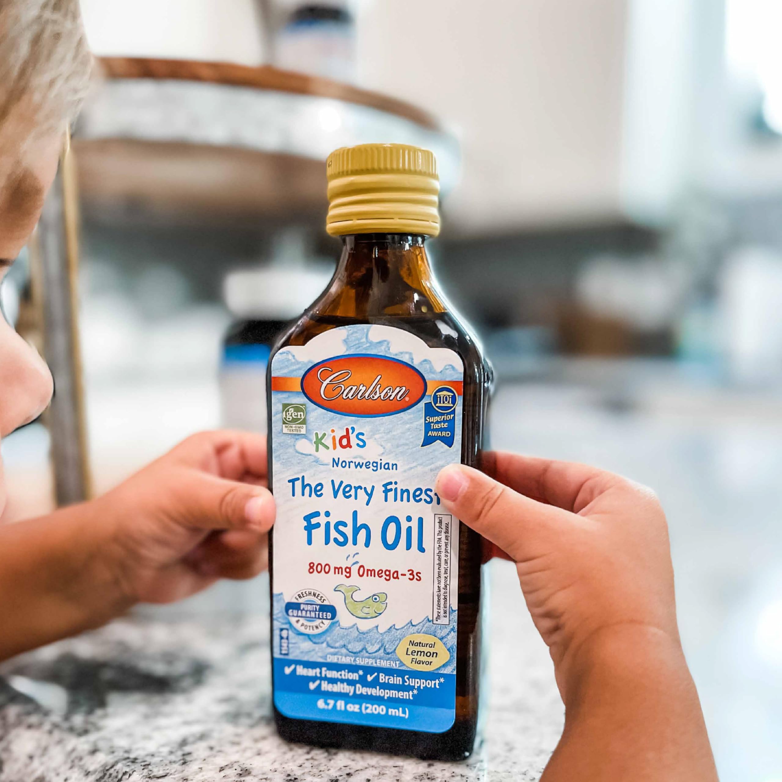Carlson Kid's The Very Finest Fish Oil Liquid - 800 mg Omega-3s, Lemon, 200 ml