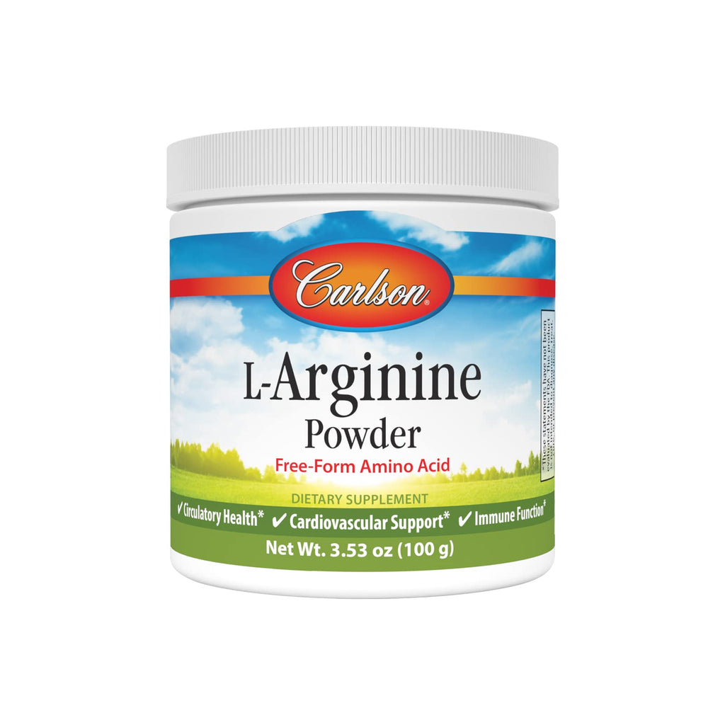 Carlson L-Arginine Powder – Free-Form Amino Acid for Circulatory Health – 3.53 oz (100 g)