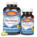 Carlson Elite Omega-3 Gems — 1600 mg EPA/DHA, Wild-Caught Norwegian Fish Oil, Lemon Flavor, 90+30 Softgels