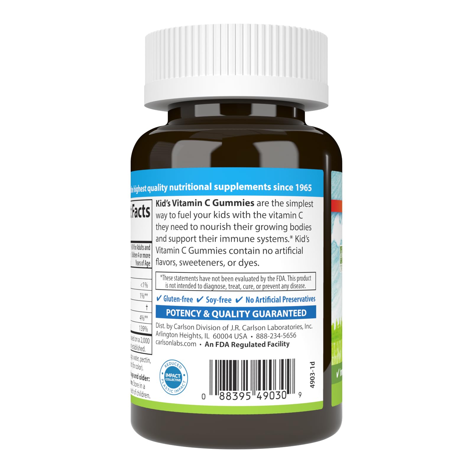CARLSON LABS Kids Vitamin C Gummies, 60 CT | Immune Support for Kids