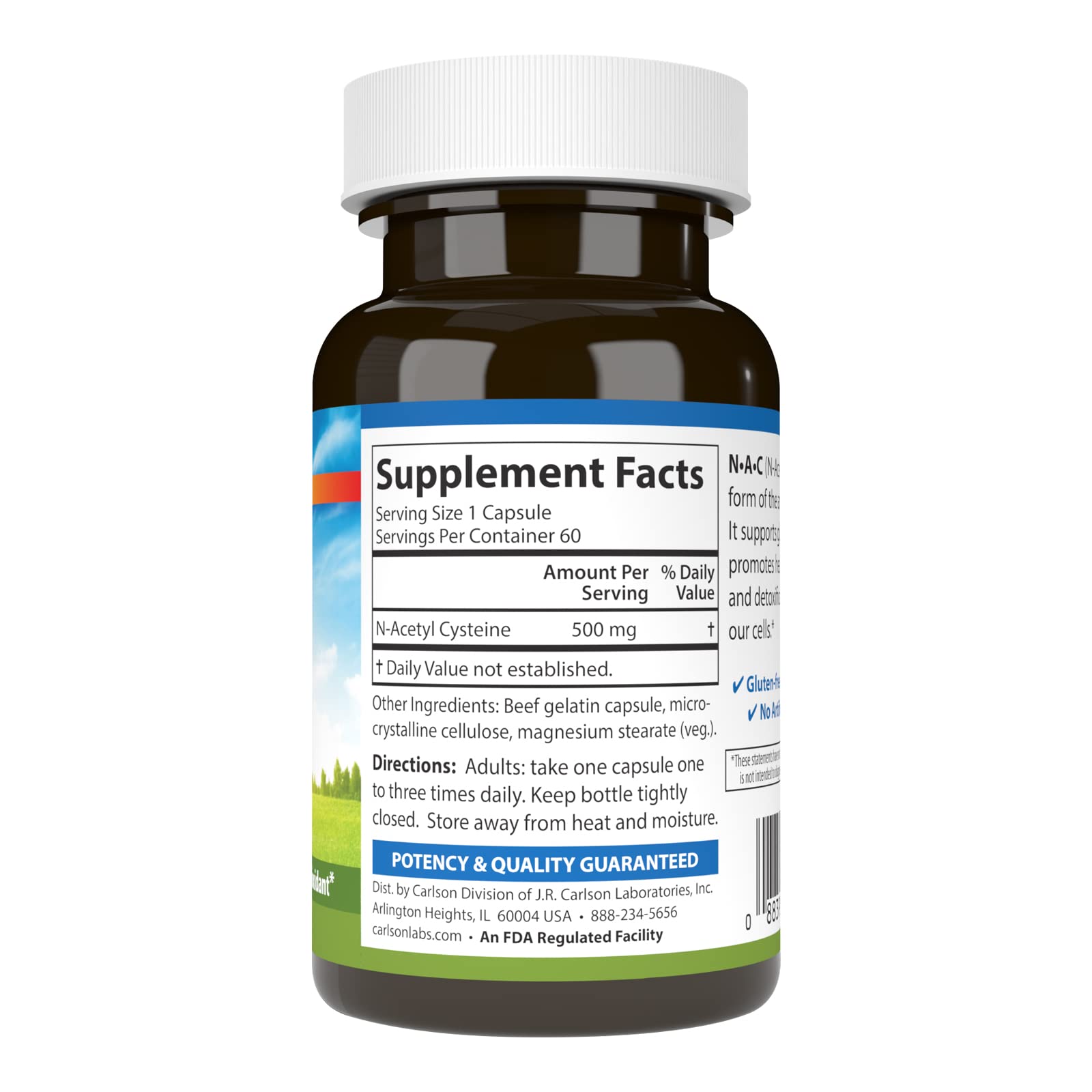 Carlson Labs NAC N-Acetyl Cysteine 500mg – 60 Capsules (Pack of 2)