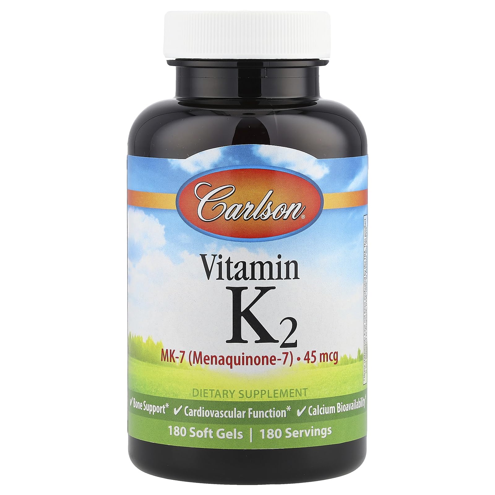 Carlson Labs Vitamin K2-7 45 mcg MK-7 Softgels – 180 Count
