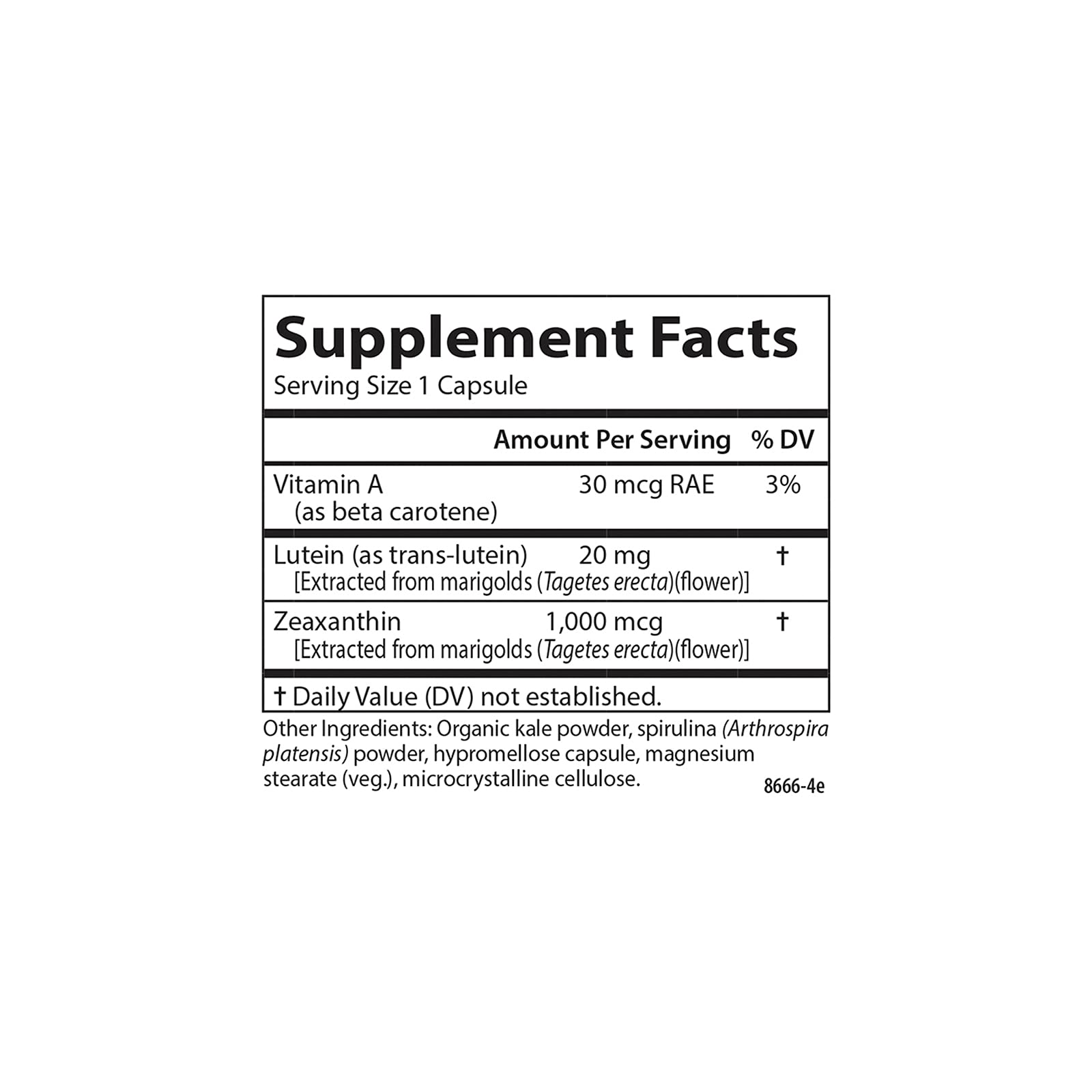 Carlson Lutein & Greens 20 mg – Vision Support | 60 Vegetarian Capsules