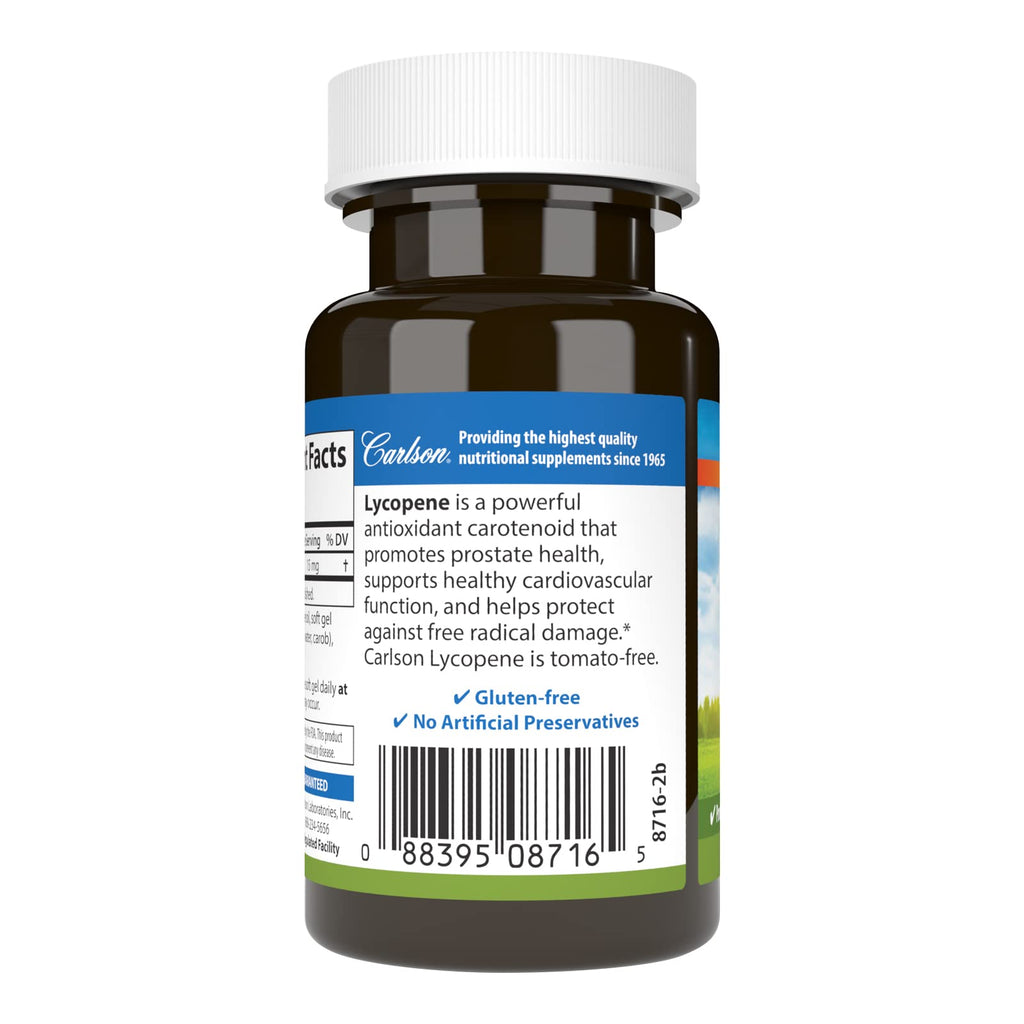 Carlson Lycopene 15 mg – Tomato-Free Prostate Health & Circulation (60 Softgels)
