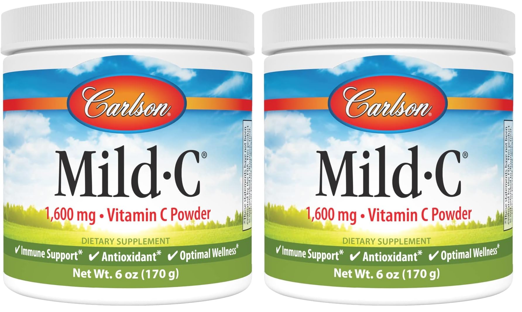 Carlson Mild-C Vitamin C Powder - Immune Support, 6 oz (170 g) Pack of 2