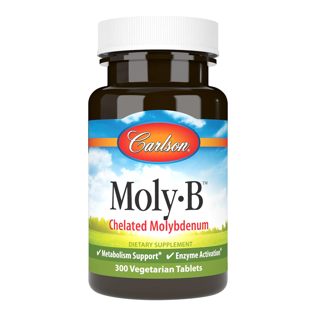 Carlson Moly-B Chelated Molybdenum - Metabolism Support, 300 Vegetarian Tablets