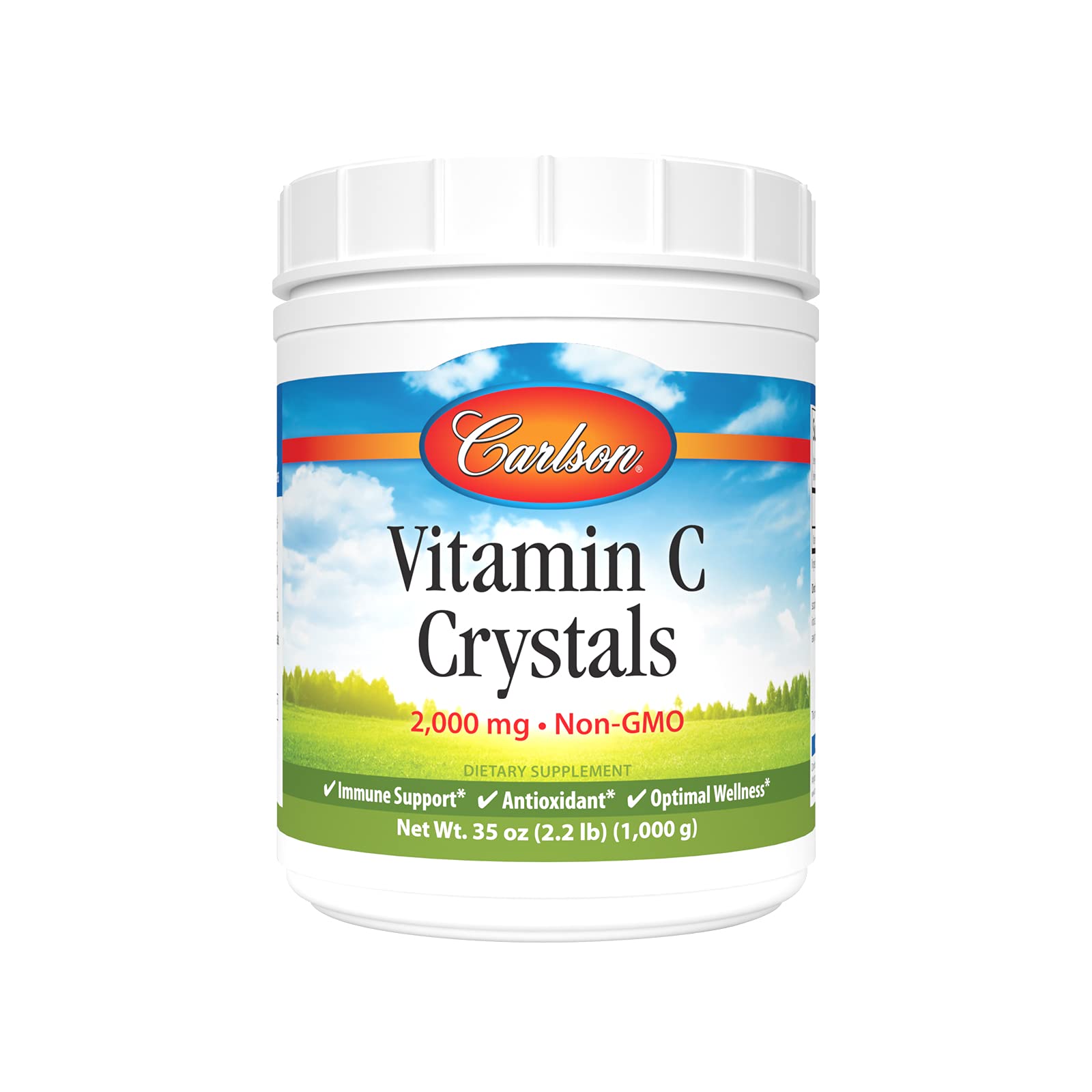 Carlson Vitamin C Crystals 2000 mg - Non-GMO Powder (1000 g) | Immune Support