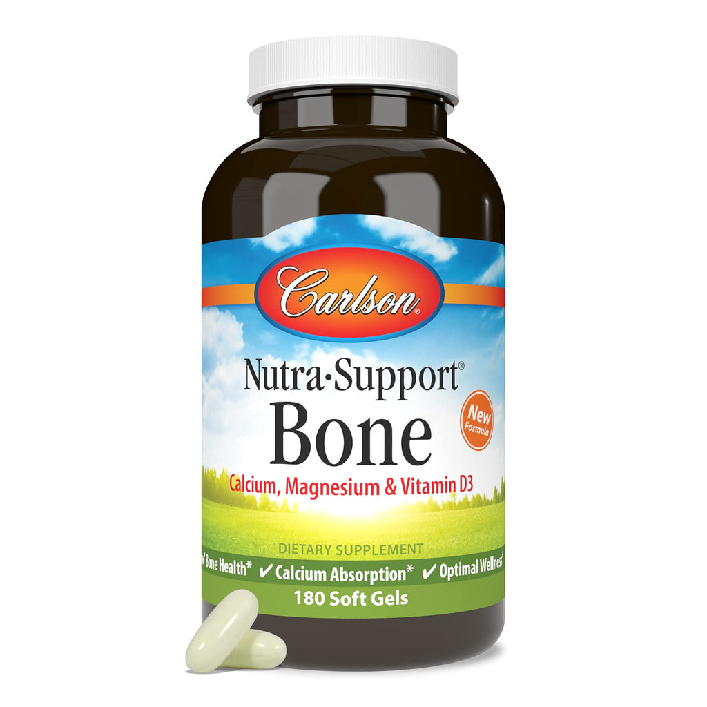 Carlson Nutra-Support Bone Calcium, Magnesium & Vitamin D3 – 180 Softgels