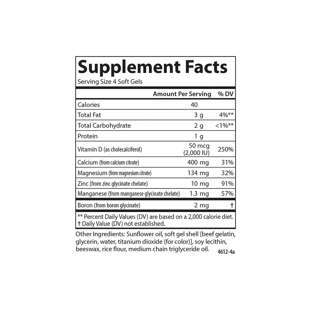 Carlson Nutra-Support Bone Calcium, Magnesium & Vitamin D3 – 180 Softgels