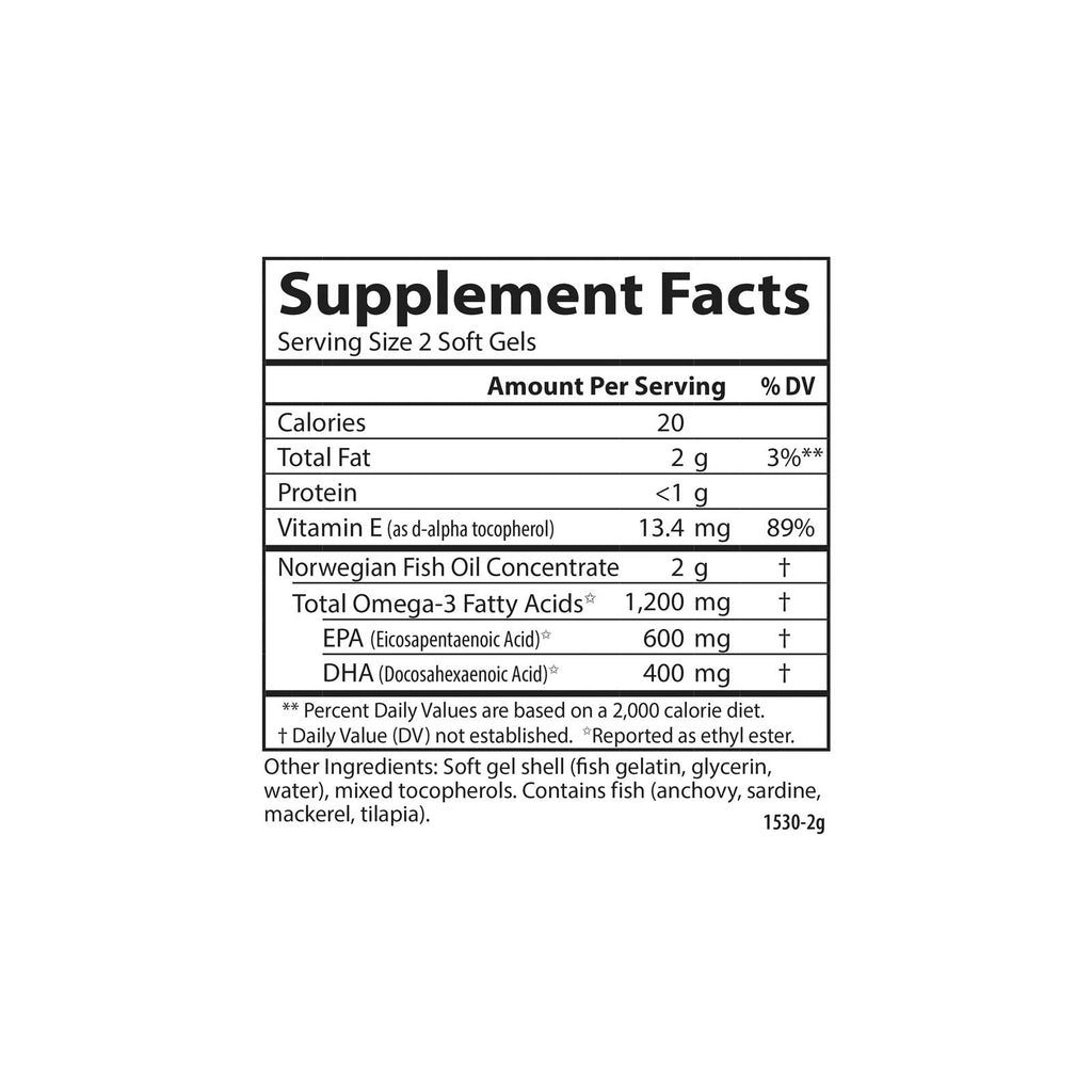 Carlson Super Omega-3 Gems 1200 mg | Norwegian Fish Oil for Heart, Brain & Vision – 50 Soft Gels